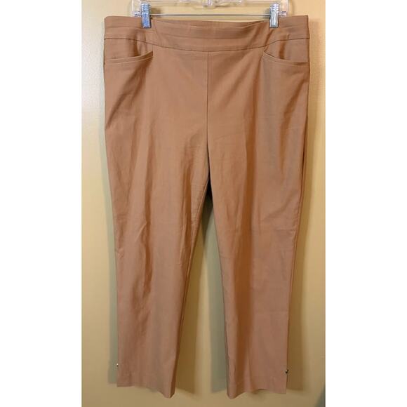 Chico's Brown Slim Pull-On Ankle Pants with Rivets Size 3R - Picture 1 of 8